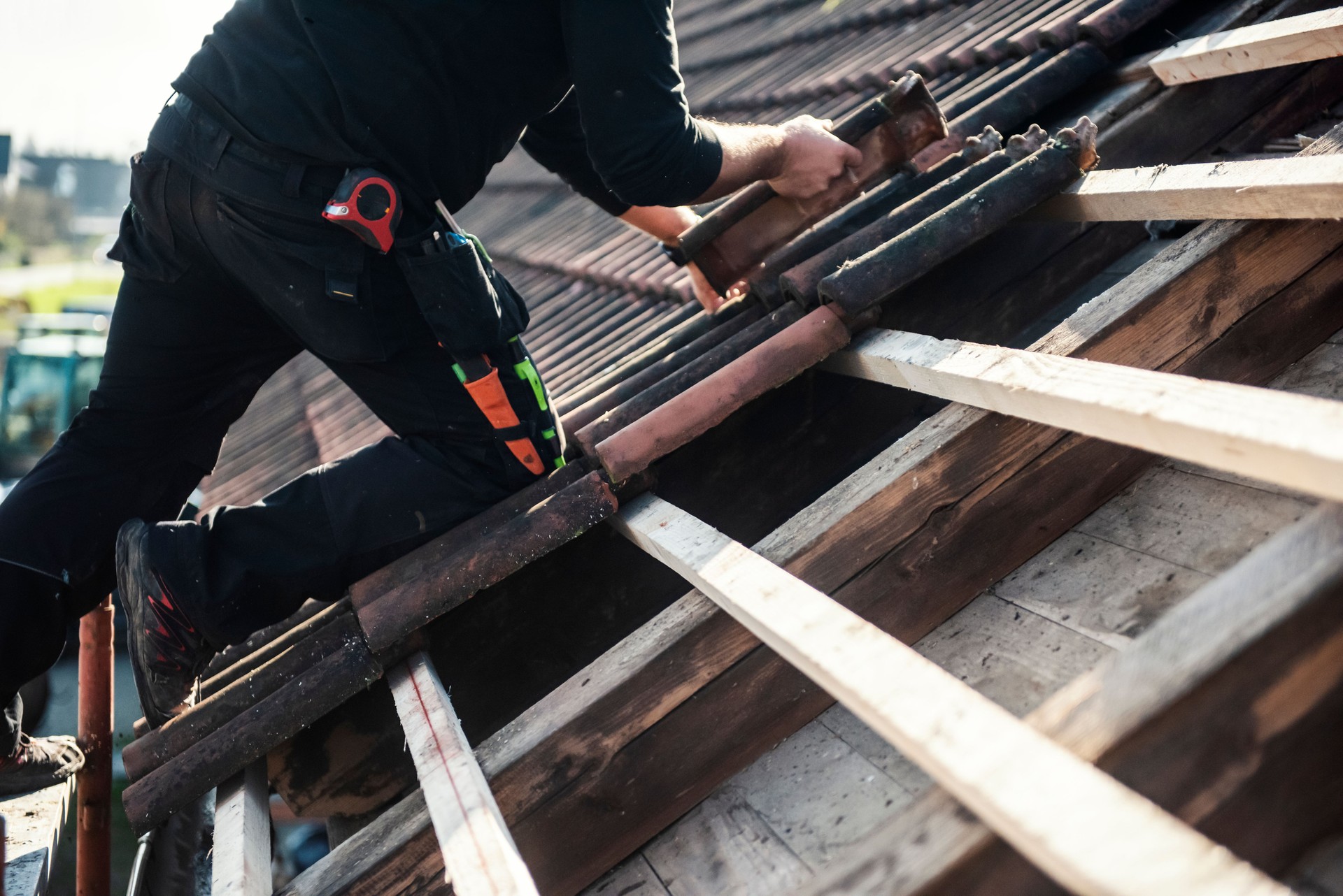 Roofer at work
